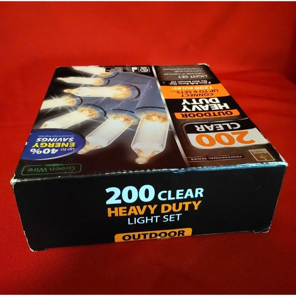 200 Clear Outdoor Heavy Duty Green Wire Ice Light Holiday Set